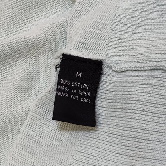 AB Studio Mint V-Neck Cardigan Medium 100% Cotton Lightweight Knit Style 0420M7M - Picture 4 of 7